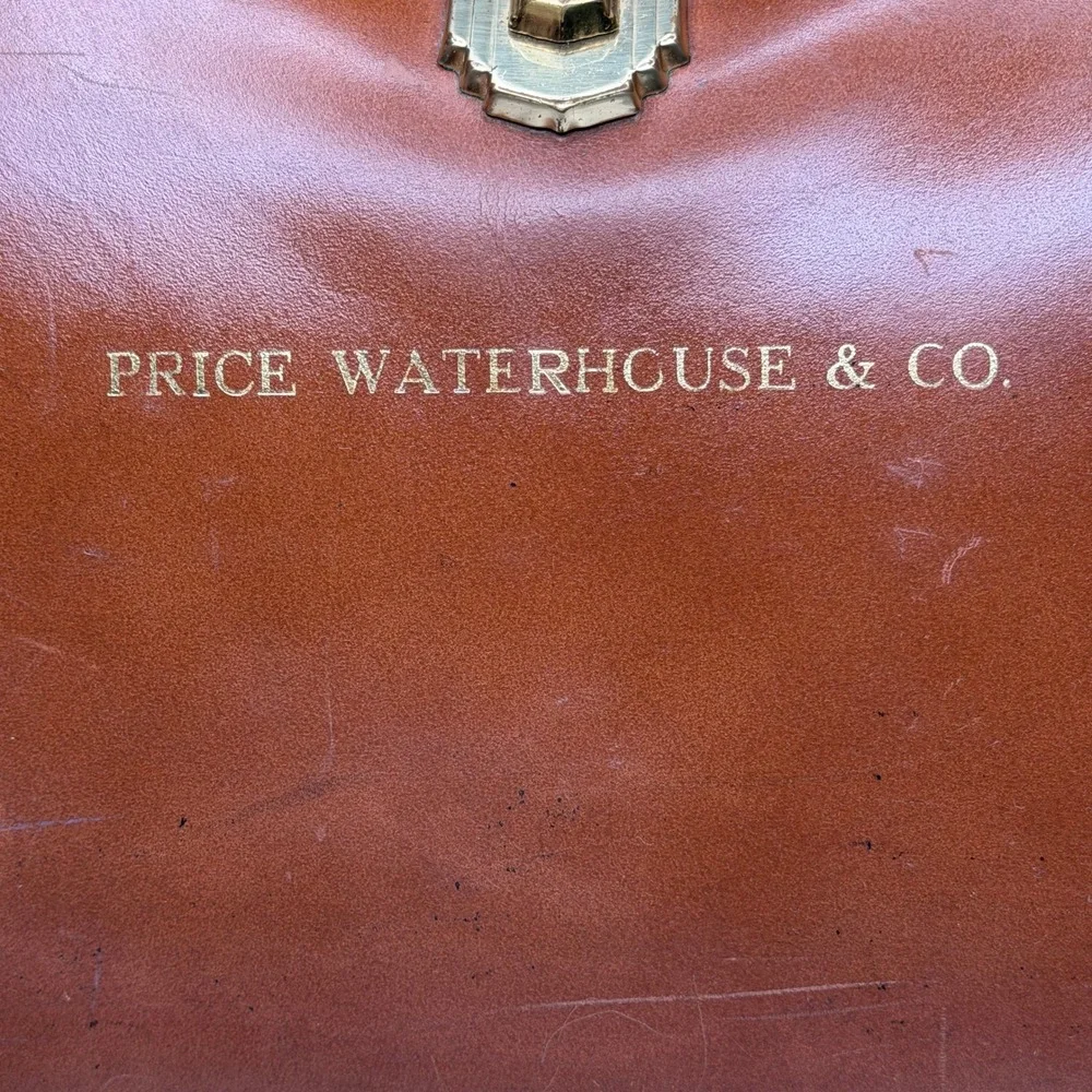 Price Waterhouse & Co Gladstone Bag Mens Large Brown Leather Vintage Doctor Bag